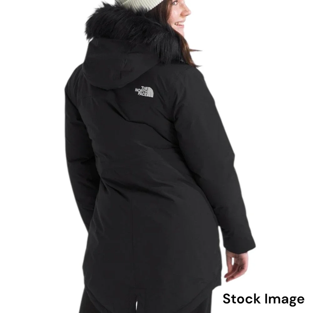 The North Face Girls Small 7/8 Arctic Parka Black Faux Fur Hood Winter Coat NWT - Picture 12 of 13